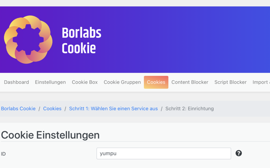 Datenschutz einrichten für yumpu und Borlabs Cookie