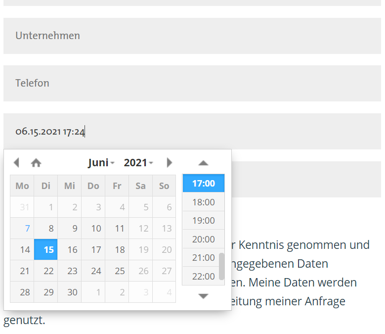 Einfügen von Datumsfeldern in Divi