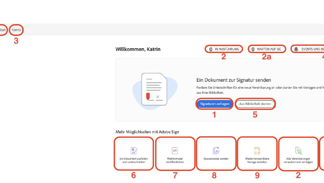 Adobe Sign – Signature process – Overview start page