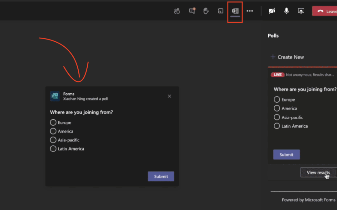 Eine Umfrage in einem Microsoft Teams Meeting hinzufügen mit Microsoft Forms