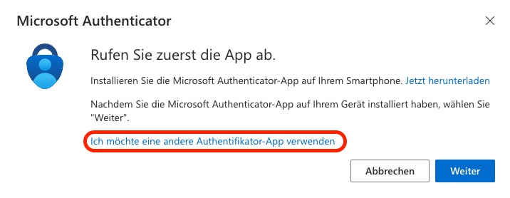 I would like to use a different authenticator app