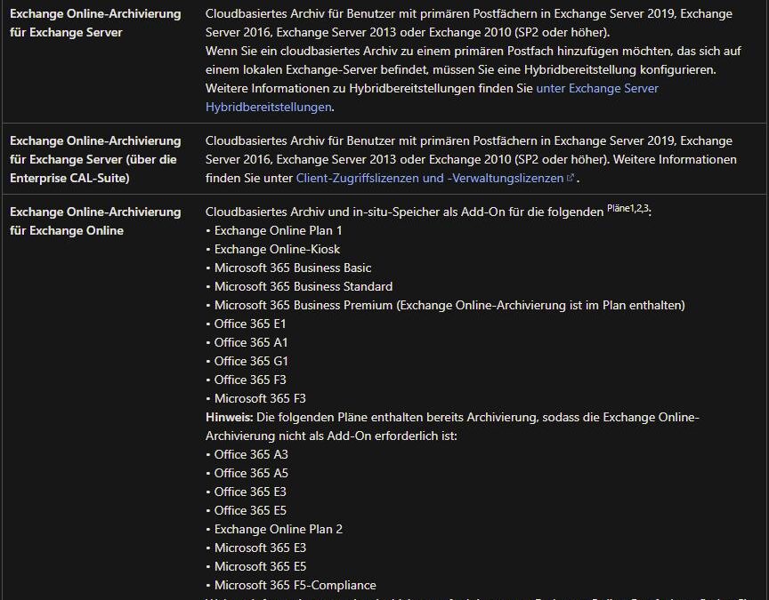 Microsoft Exchange Online Archiving